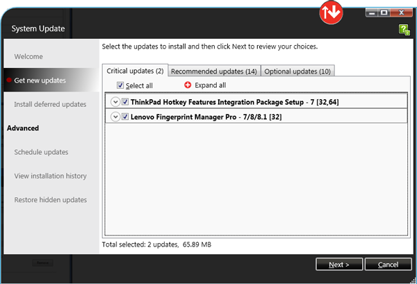 Update your Lenovo ThinkPad Fingerprint Manager
